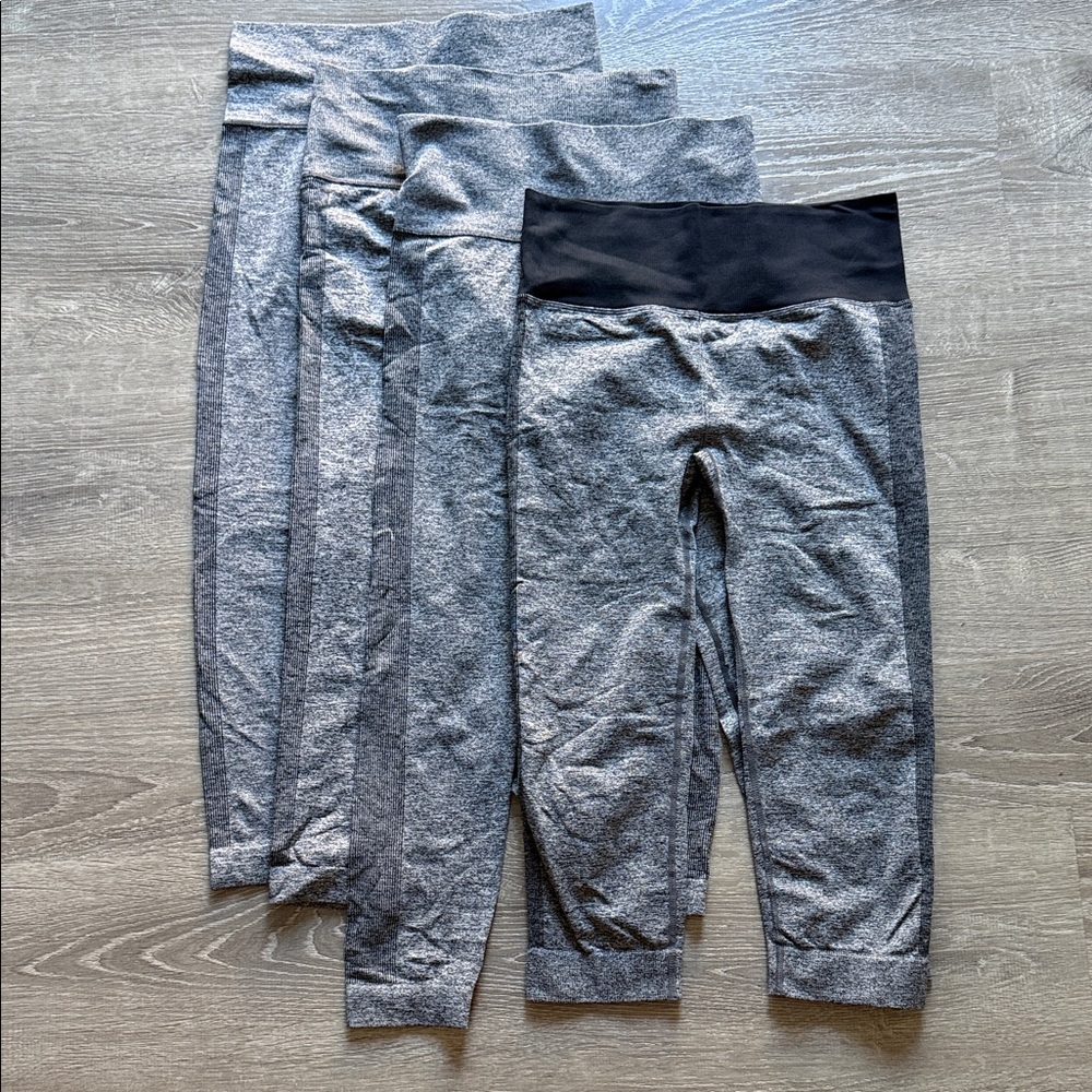 Women’s Gray Heather Active Capri Leggings with Black Waistband